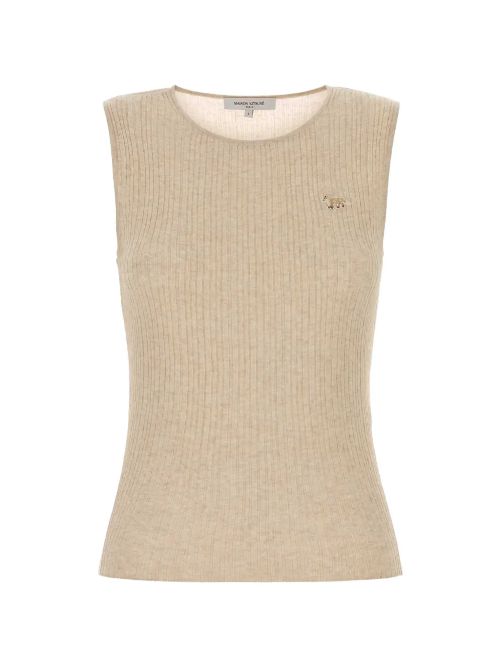 Maison Kitsuné ribbed-knit patch top - Toni neutri