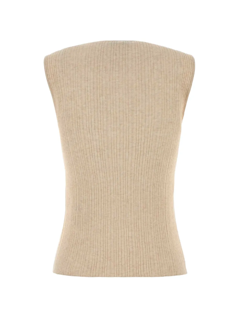 Maison Kitsuné Ribgebreide top met patch Beige