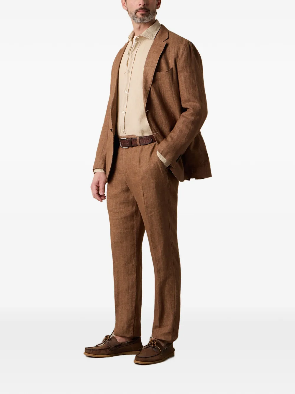 Brooks Brothers Broek met visgraatpatroon Bruin