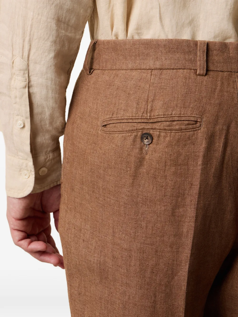 Brooks Brothers Broek met visgraatpatroon Bruin