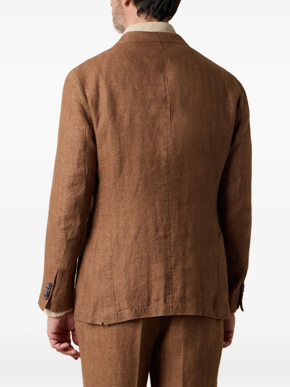 Brooks Brothers Linnen blazer met visgraat patroon Bruin