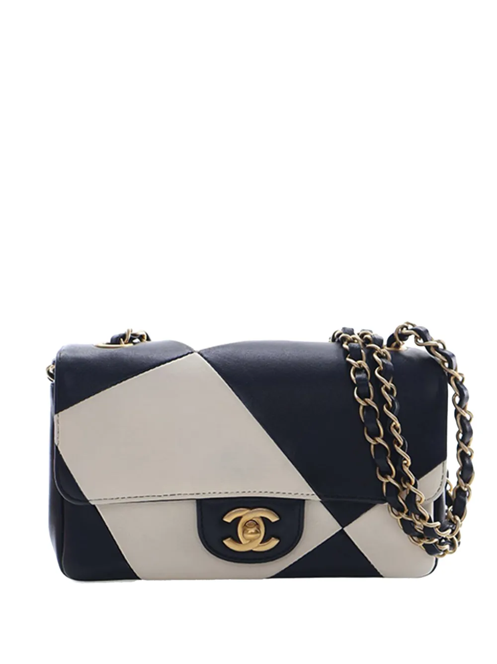 CHANEL Pre-Owned 2021-2025 Mini Rectangular Classic Lambskin Geometric Patchwork Single Flap crossbody bag - Nero