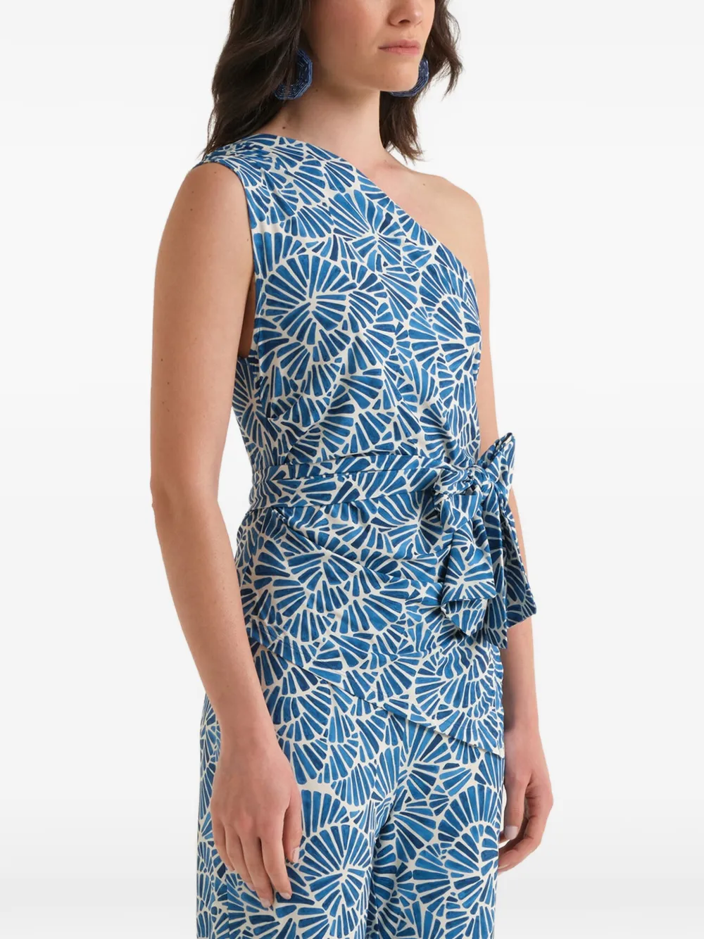 MALIPARMI shell-print draped top - Blu