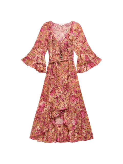 MALIPARMI sweet butterfly-print tiered asymmetric dress