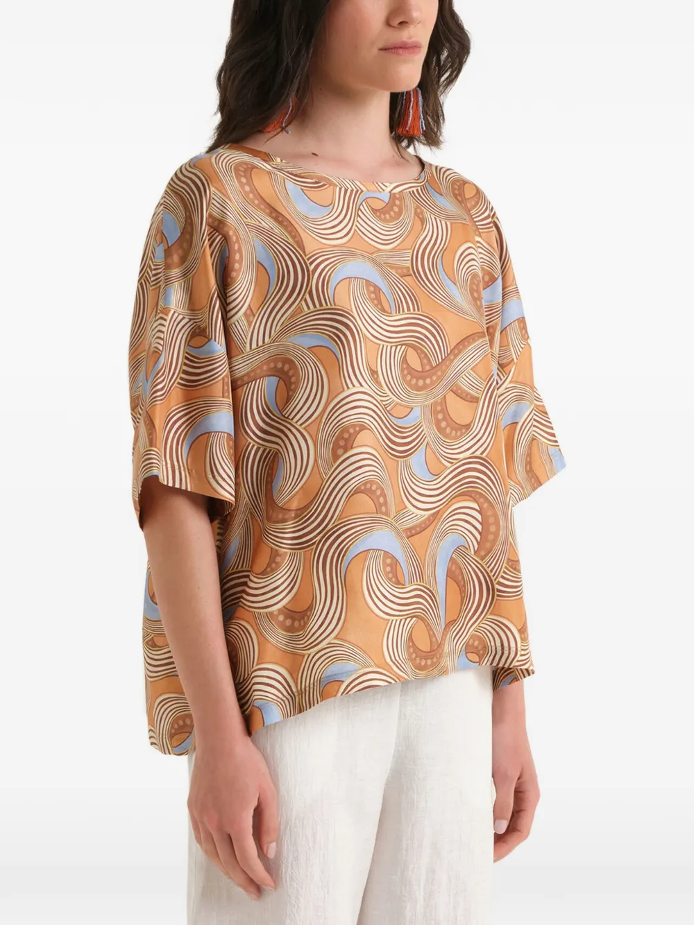 MALIPARMI printed silk shirt - Braun