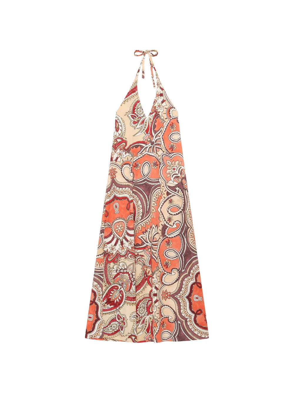 MALIPARMI Hippie Lotus paisley-print halterneck dress - Arancione