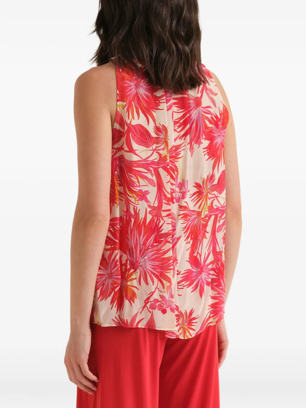 MALIPARMI Botanical Jungle top met strik en bloemenprint Rood
