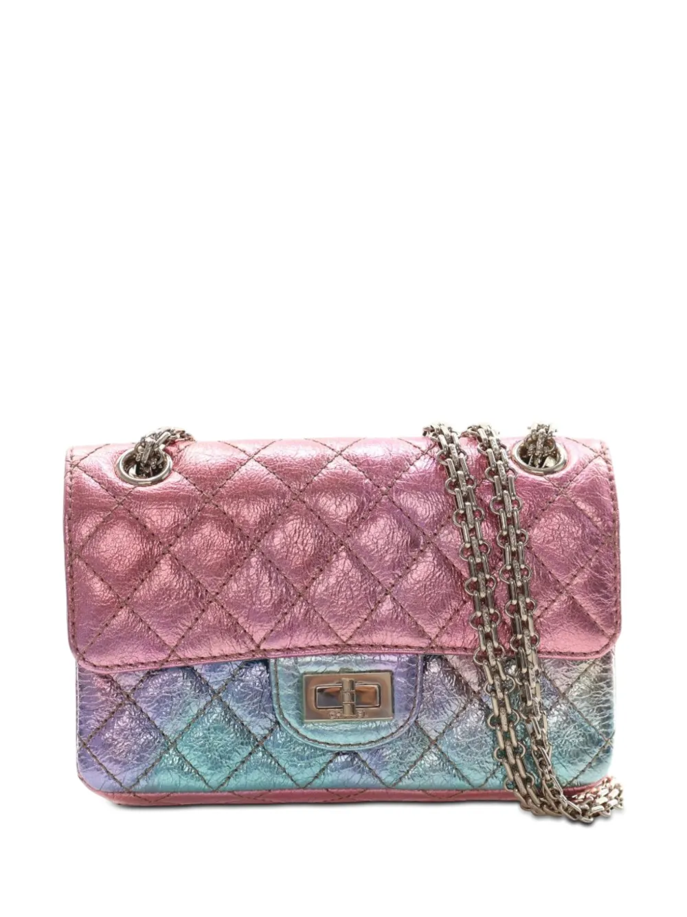 CHANEL Pre-Owned 2020 Crinkled Calfskin Rainbow Reissue 2.55 Single Flap 224 shoulder bag - Rosa