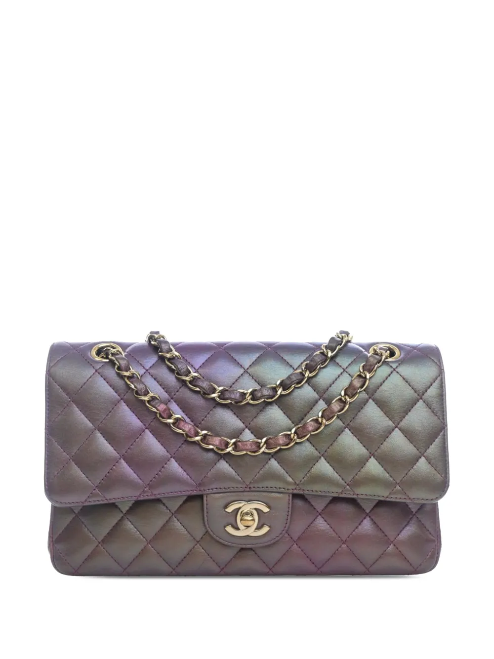 CHANEL Pre-Owned 2020 Medium Classic Iridescent Lambskin Double Flap shoulder bag - Viola