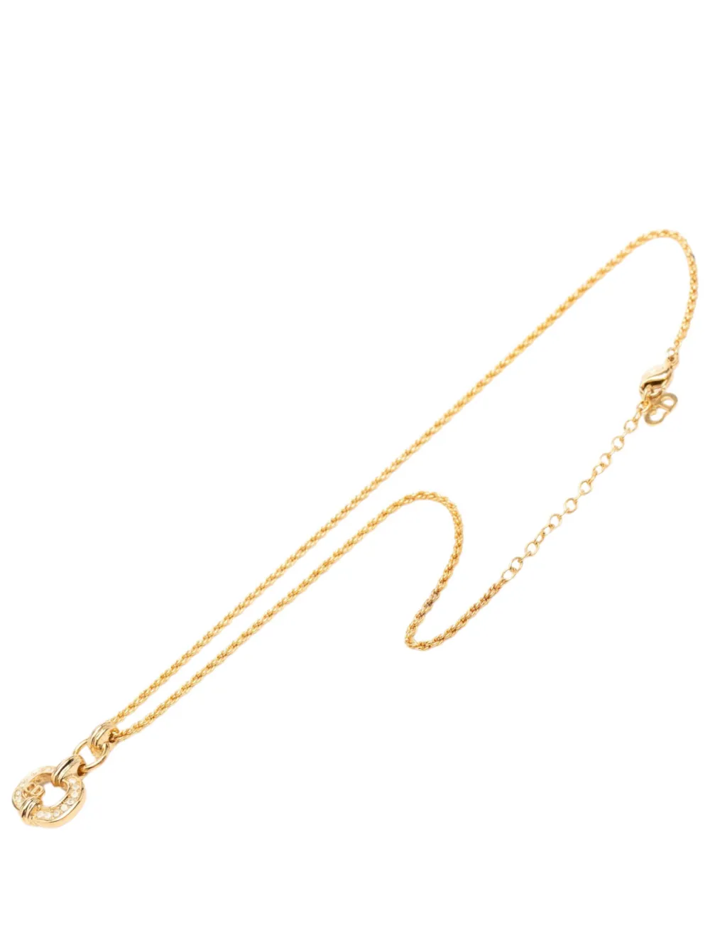 Christian Dior Pre-Owned 1990-2000 Gold Plated Strass CD Logo Pendant Necklace costume necklace - Oro