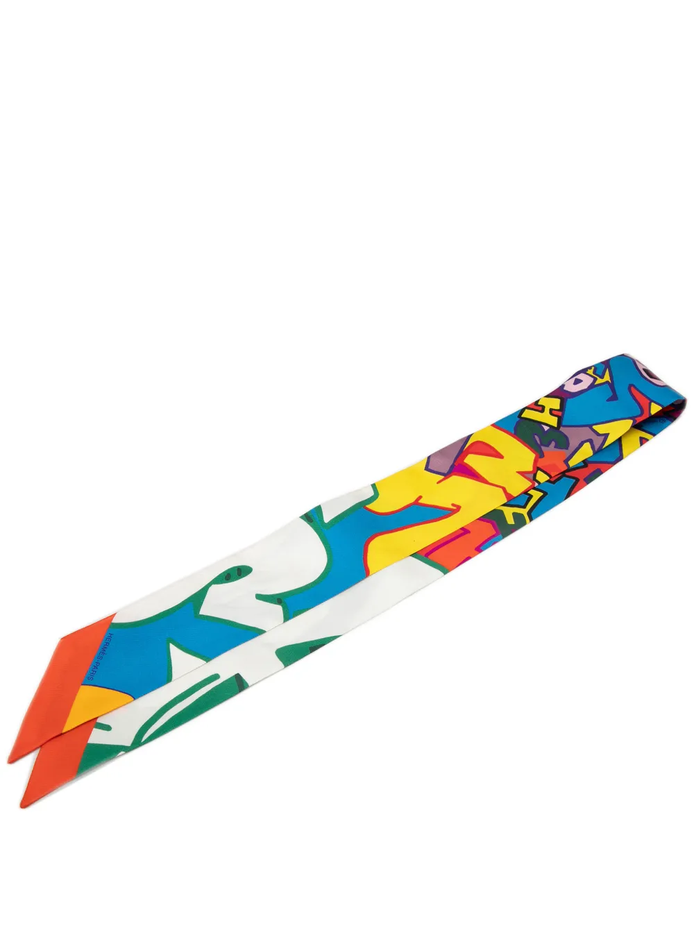 Hermès Pre-Owned 2000-2025 Graffiti Silk Twilly Scarf scarves - Blu