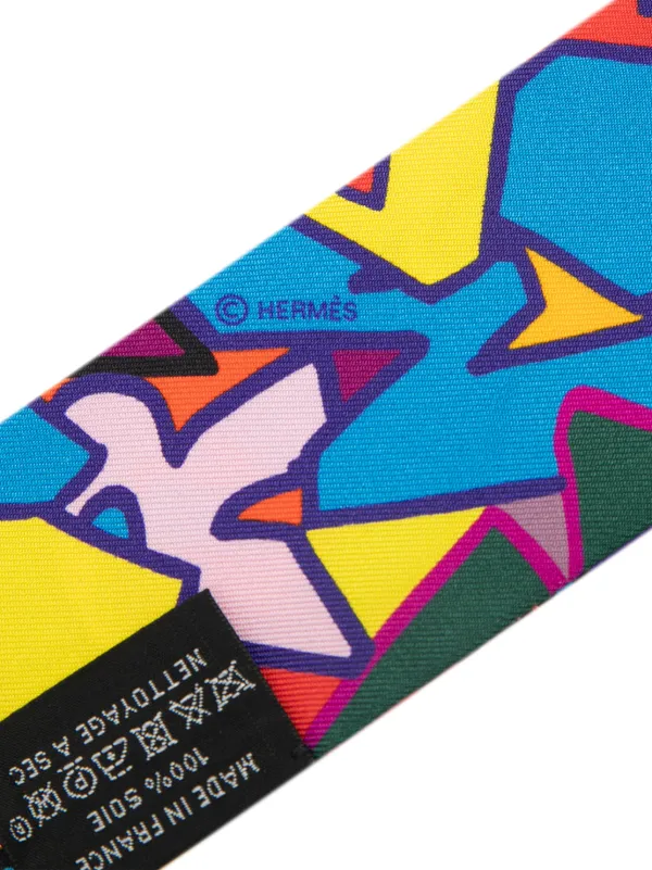 Hermès Twilly 2025 Hermès Pre-Owned 2000-2025 Graffiti Silk Twilly Scarf Scarves