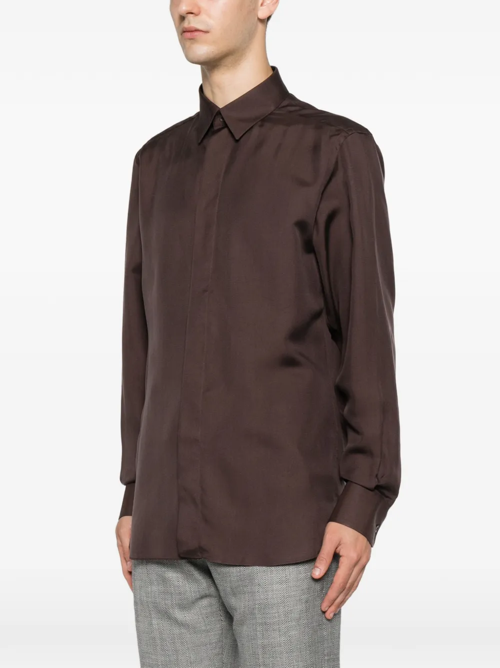 TOM FORD Overhemd met verborgen sluiting Bruin
