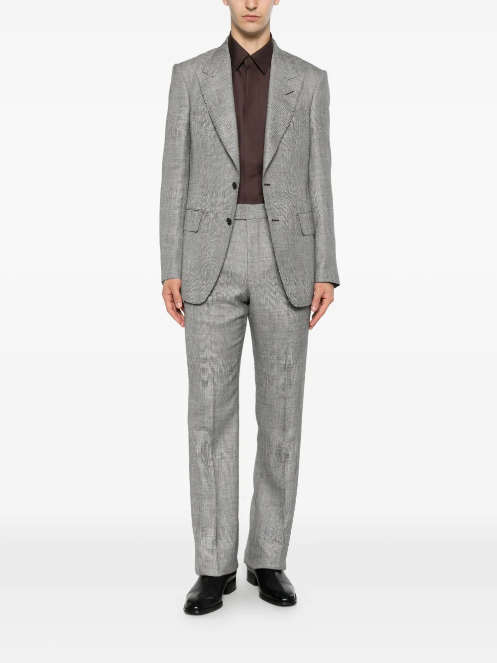 TOM FORD Overhemd met verborgen sluiting Bruin