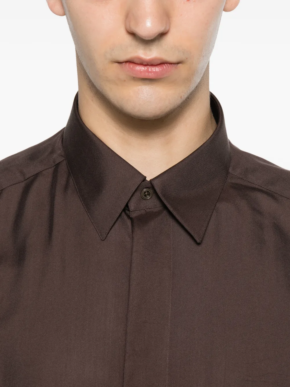 TOM FORD Overhemd met verborgen sluiting Bruin