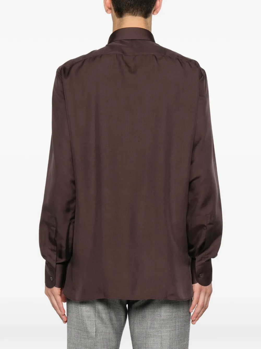 TOM FORD Overhemd met verborgen sluiting Bruin