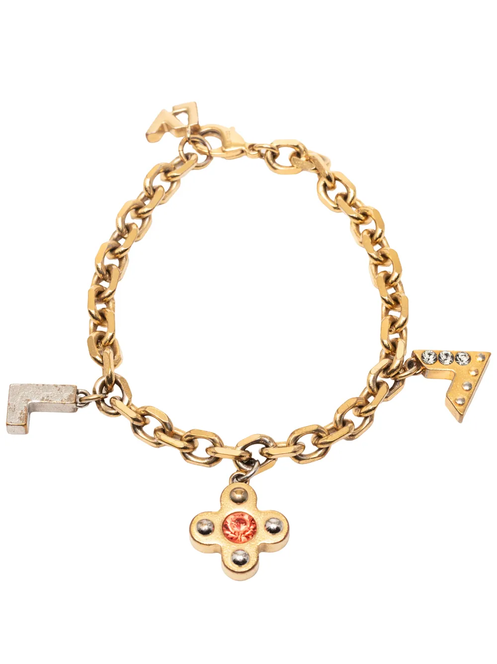 Louis Vuitton Pre-Owned 2012 Gold Plated Brass and Strass Love Letters Charm Bracelet costume bracelet - Oro