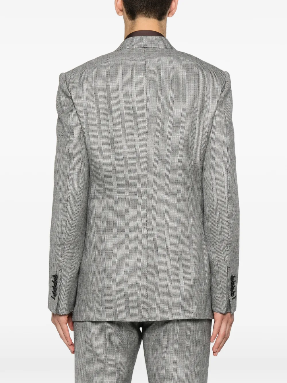 TOM FORD Blazer met puntige revers en visgraatpatroon Grijs