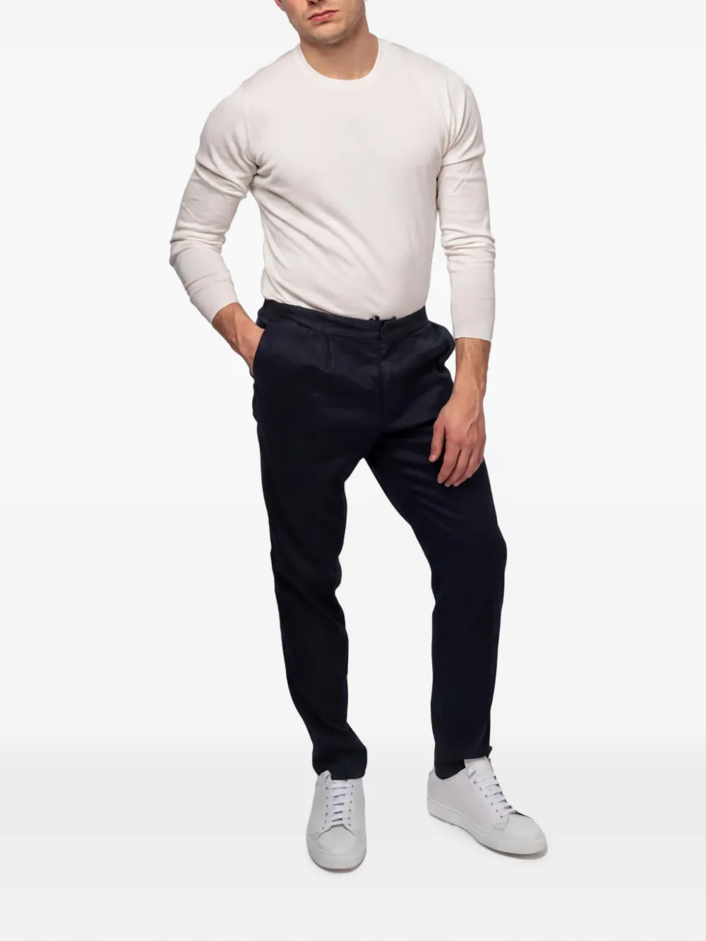 DEVORE Plooibroek met elastische tailleband Blauw