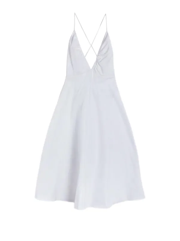 ASPESI Gathered V-neck Dress in White