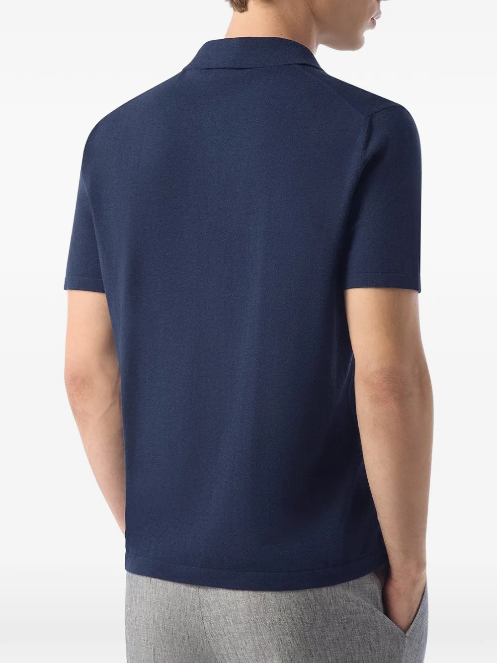  Corneliani Polo De Punto Fino - Azul 