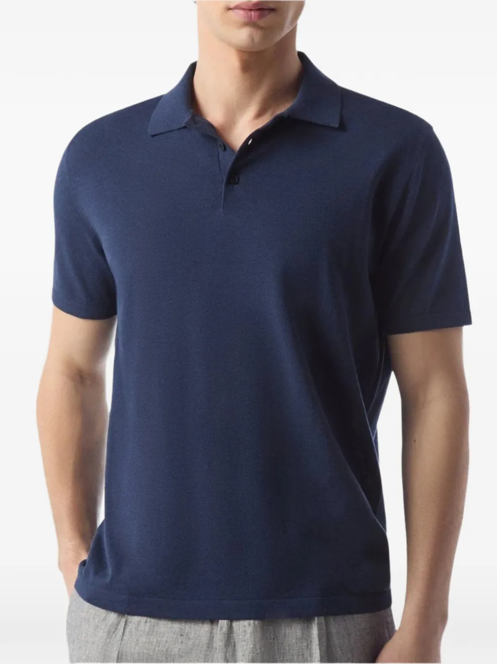  Corneliani Polo De Punto Fino - Azul 