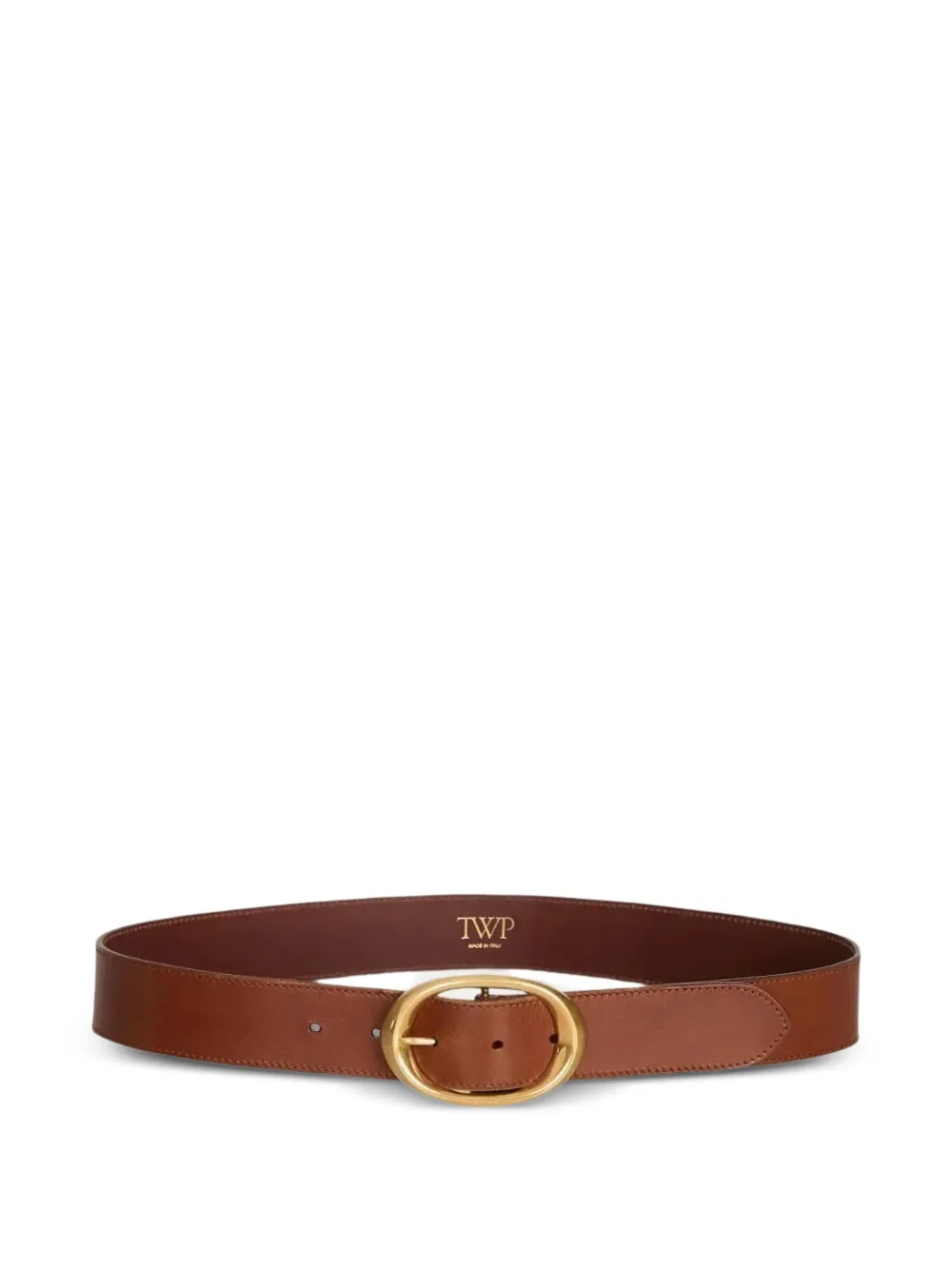 TWP oval-buckle leather belt - Brown