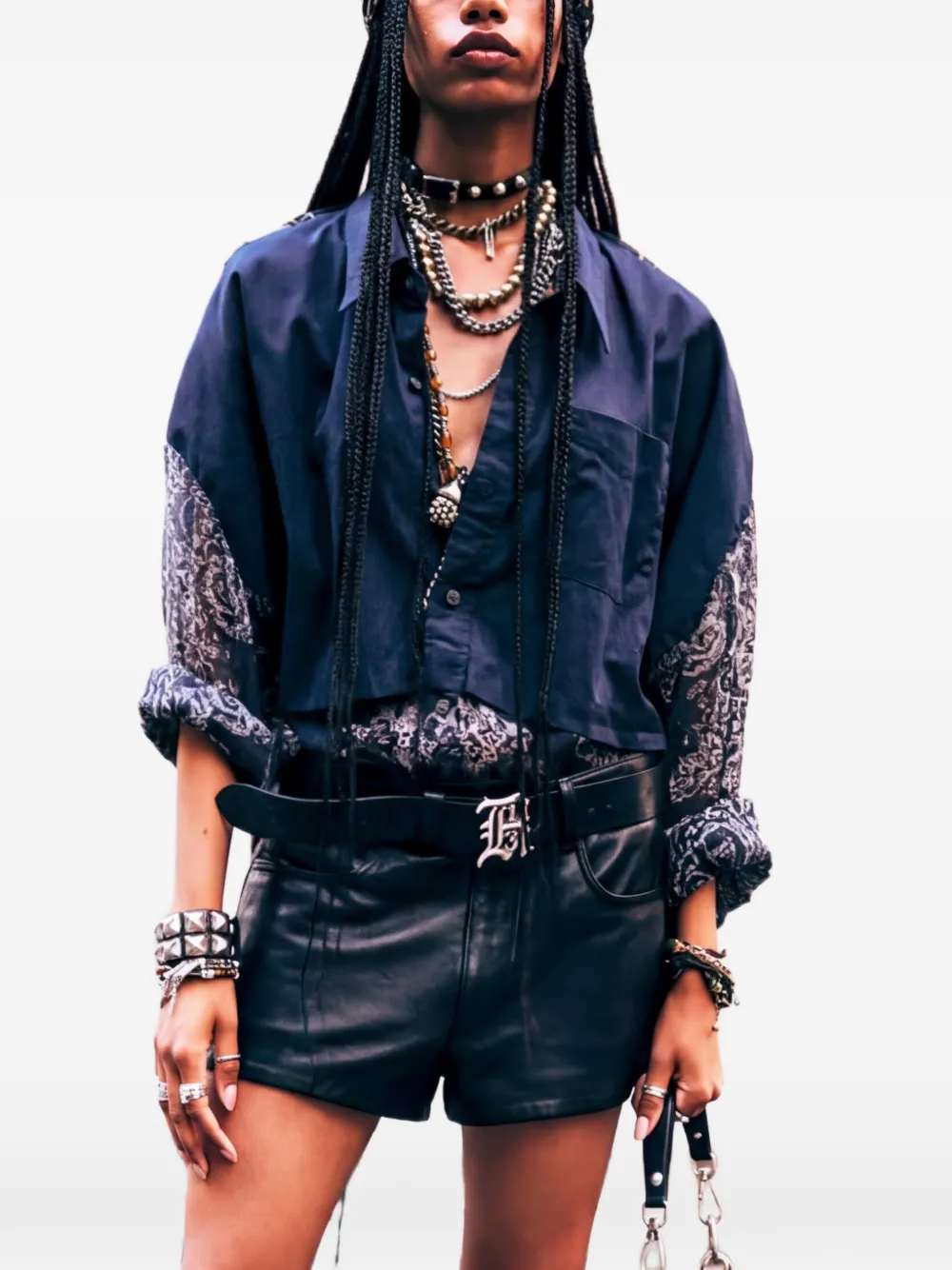 R13 Overlay Drop abstract-bandana shirt - Blue
