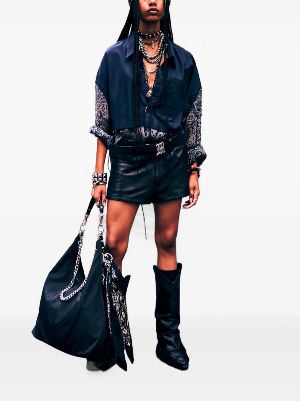 R13 Overlay Drop blouse met abstracte bandana Blauw