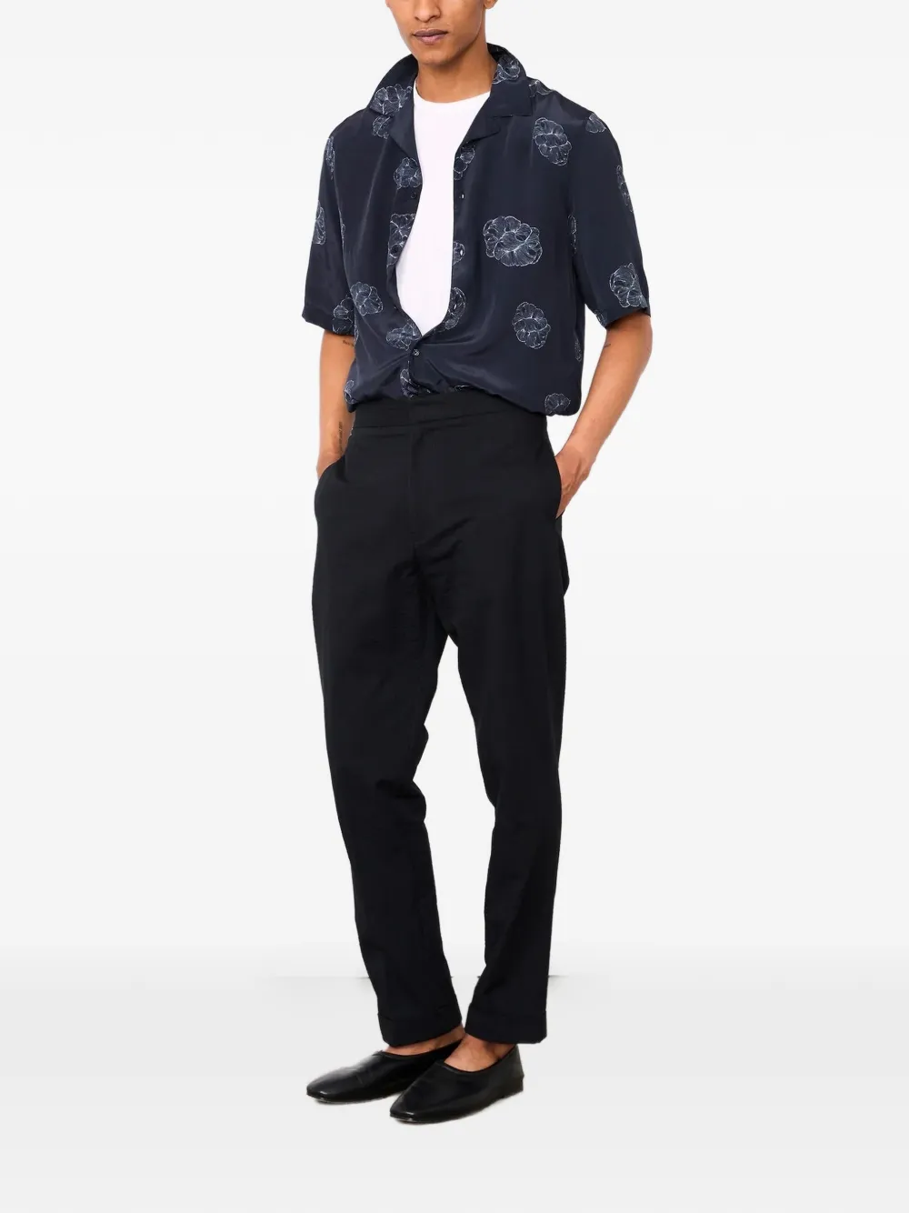 Officine Generale Overhemd met bloemenprint Blauw