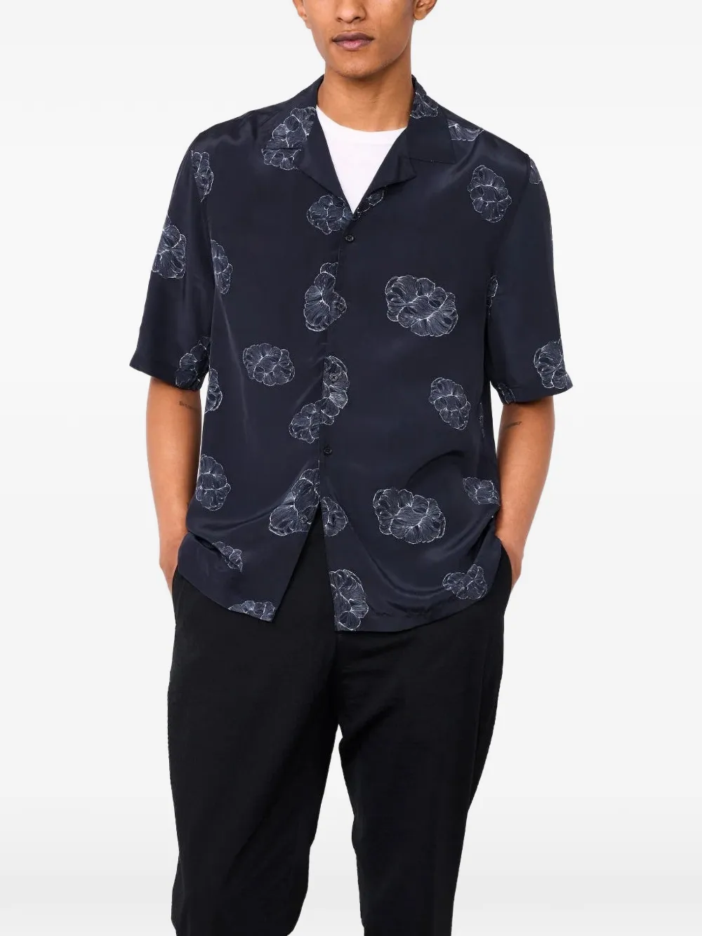 Officine Generale floral-print short-sleeve shirt - Blu