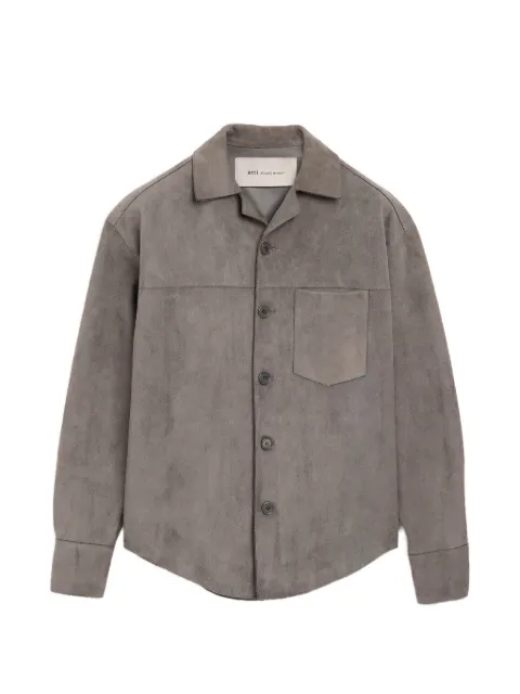 AMI Paris suede-finish button-up jacket