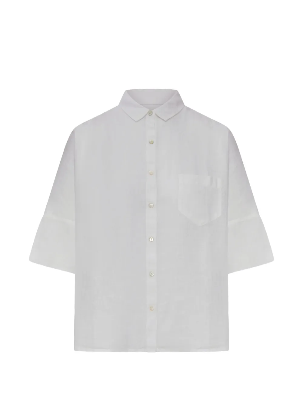120% Lino short-sleeve linen shirt - Bianco