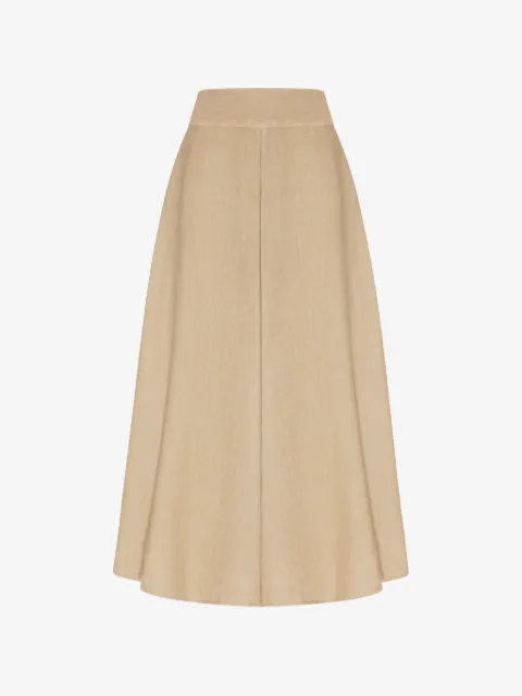 120% Lino falda midi acampanada con paneles