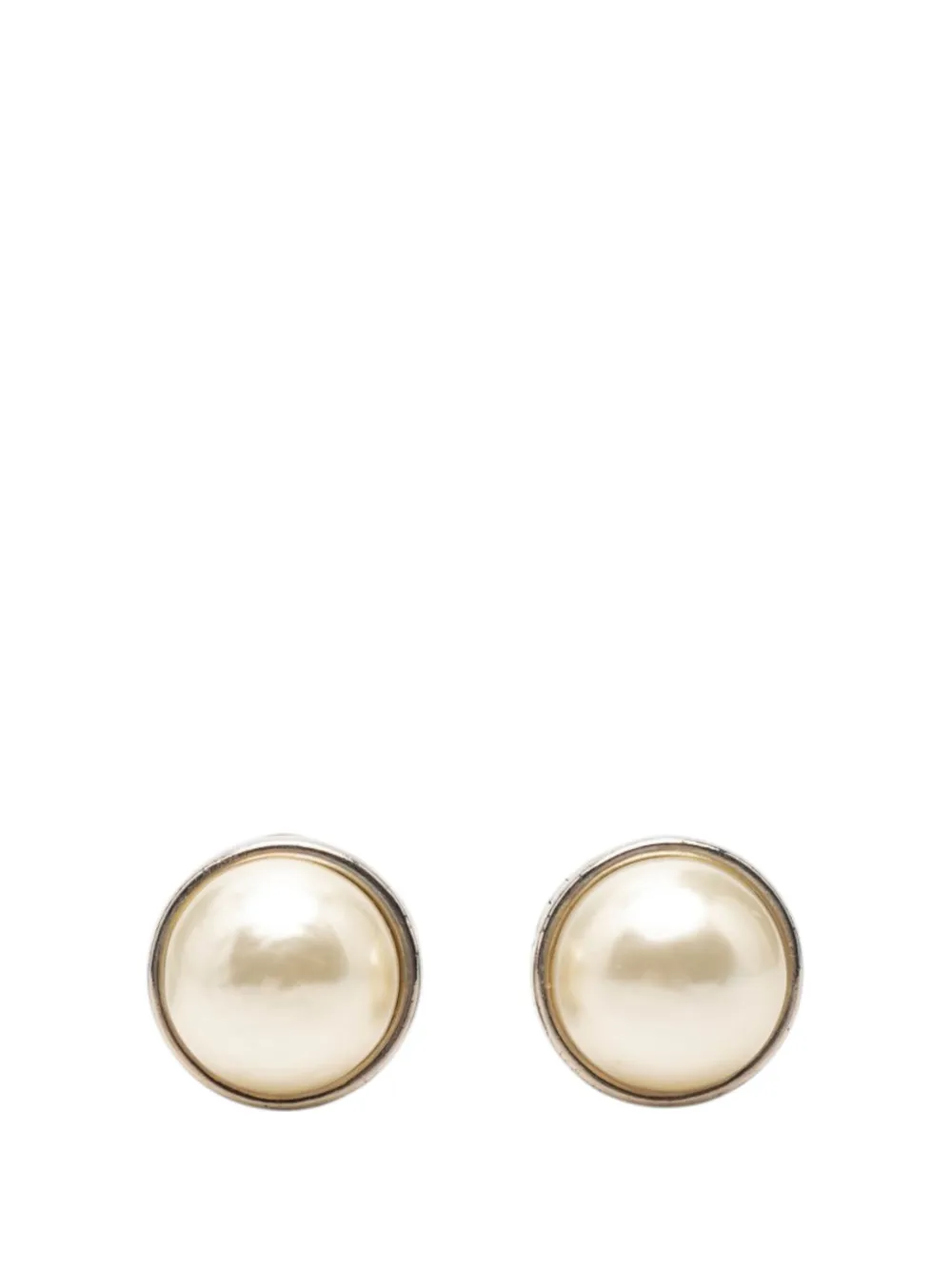 CHANEL Pre-Owned 2000 Gold Plated Faux Pearl Round Clip On Earrings costume earrings - Bianco