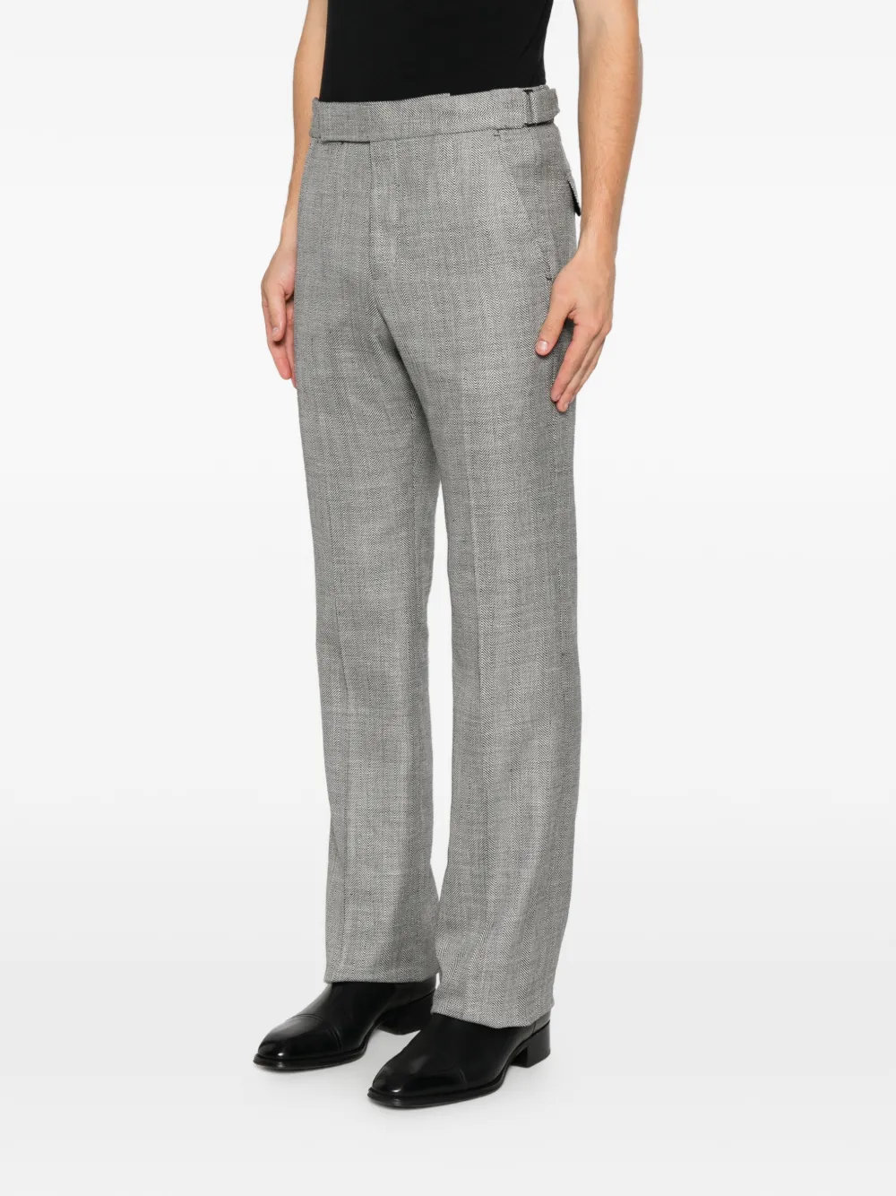 TOM FORD Pantalon met visgraat patroon Zwart