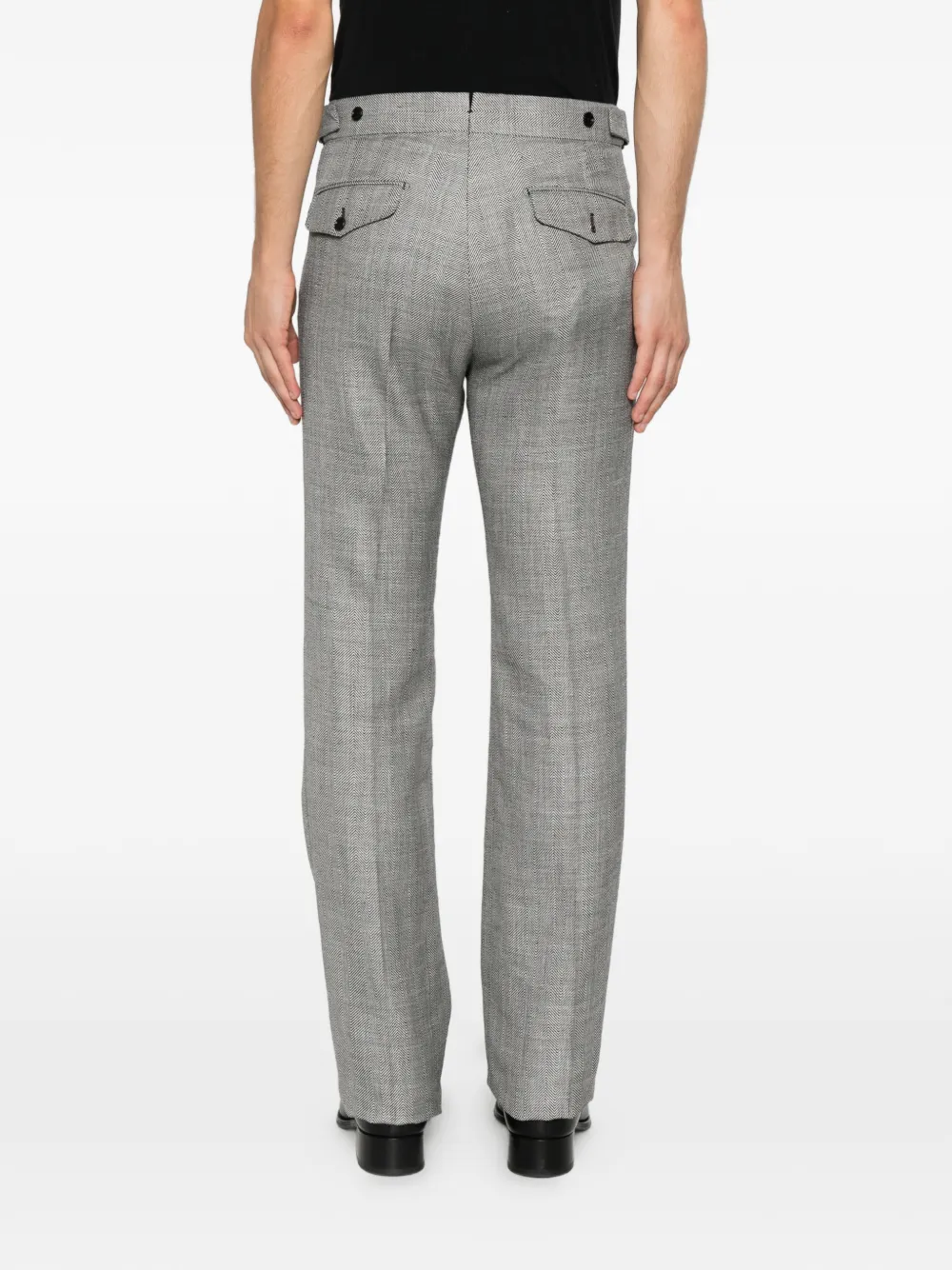 TOM FORD Pantalon met visgraat patroon Zwart