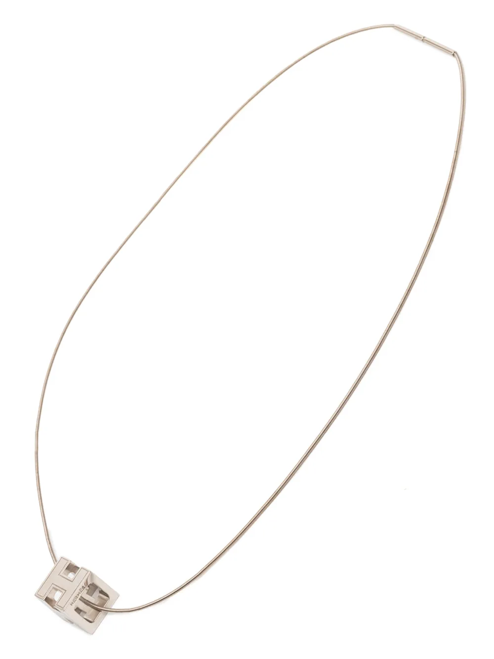 Hermès Pre-Owned 20th Century Palladium Plated Enamel Cage dH Cube Necklace costume necklace - Argento