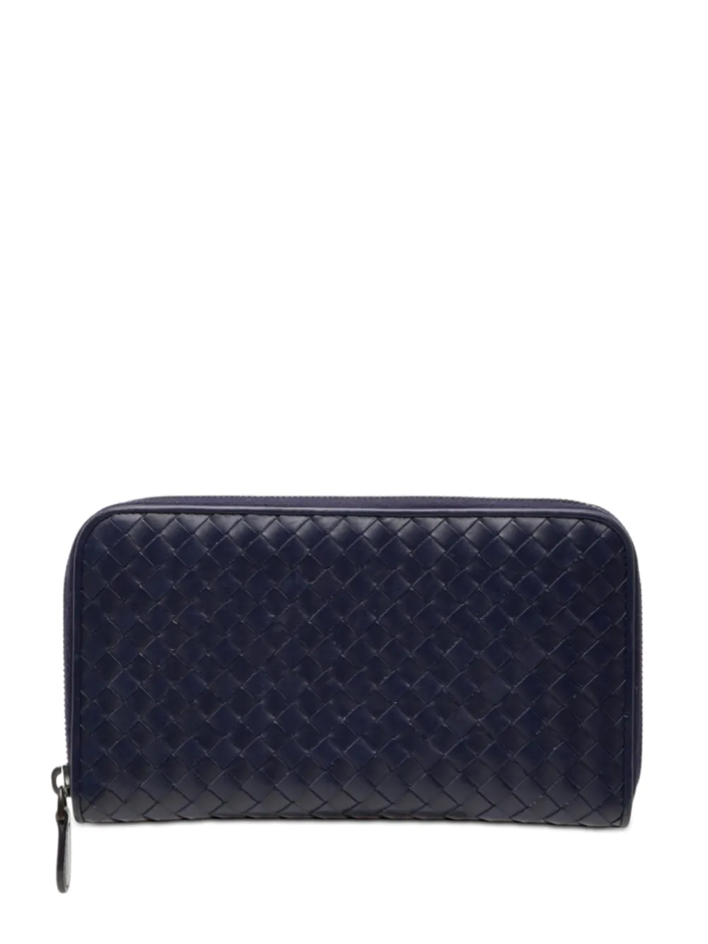 Bottega Veneta Pre-Owned 2012-2026 Leather Intrecciato Zip Around Wallet long wallets - Blu