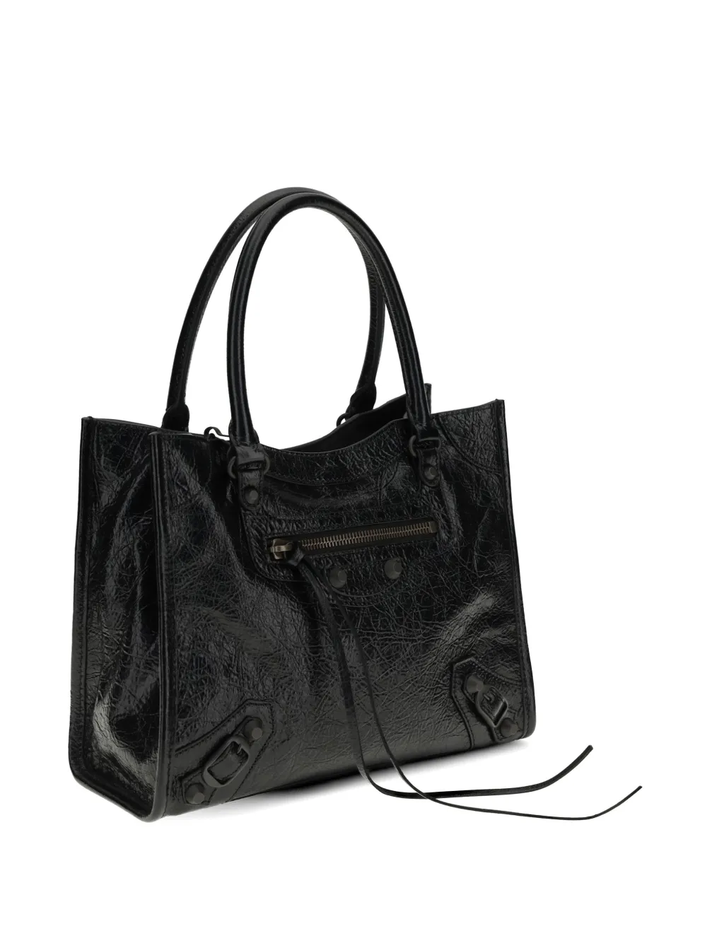 Balenciaga Le City mini-shopper van lamsleer Zwart
