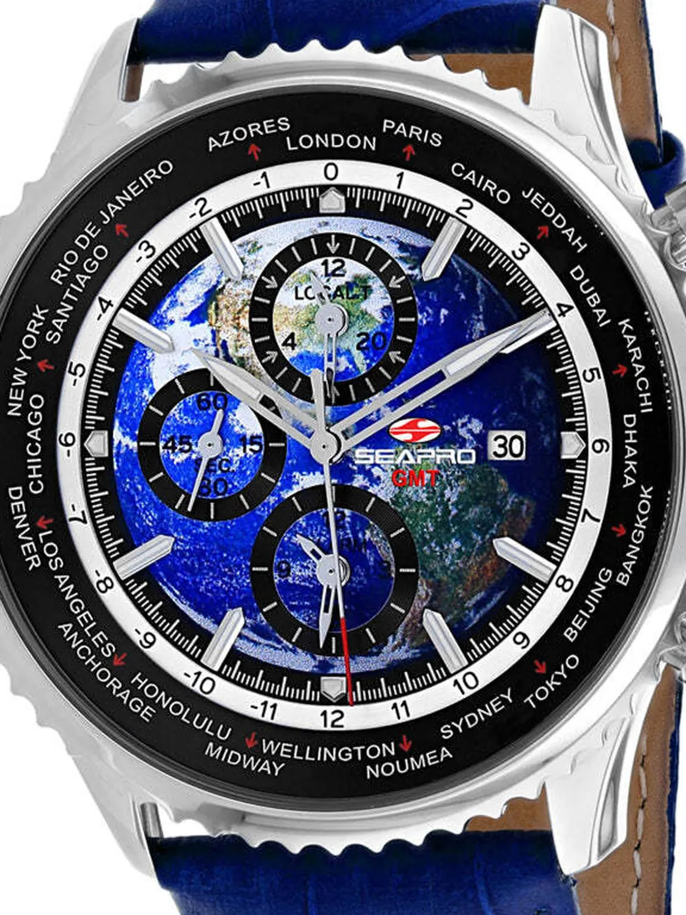 Seapro Orologio Meridian World Timer Gmt 47mm - Blu 