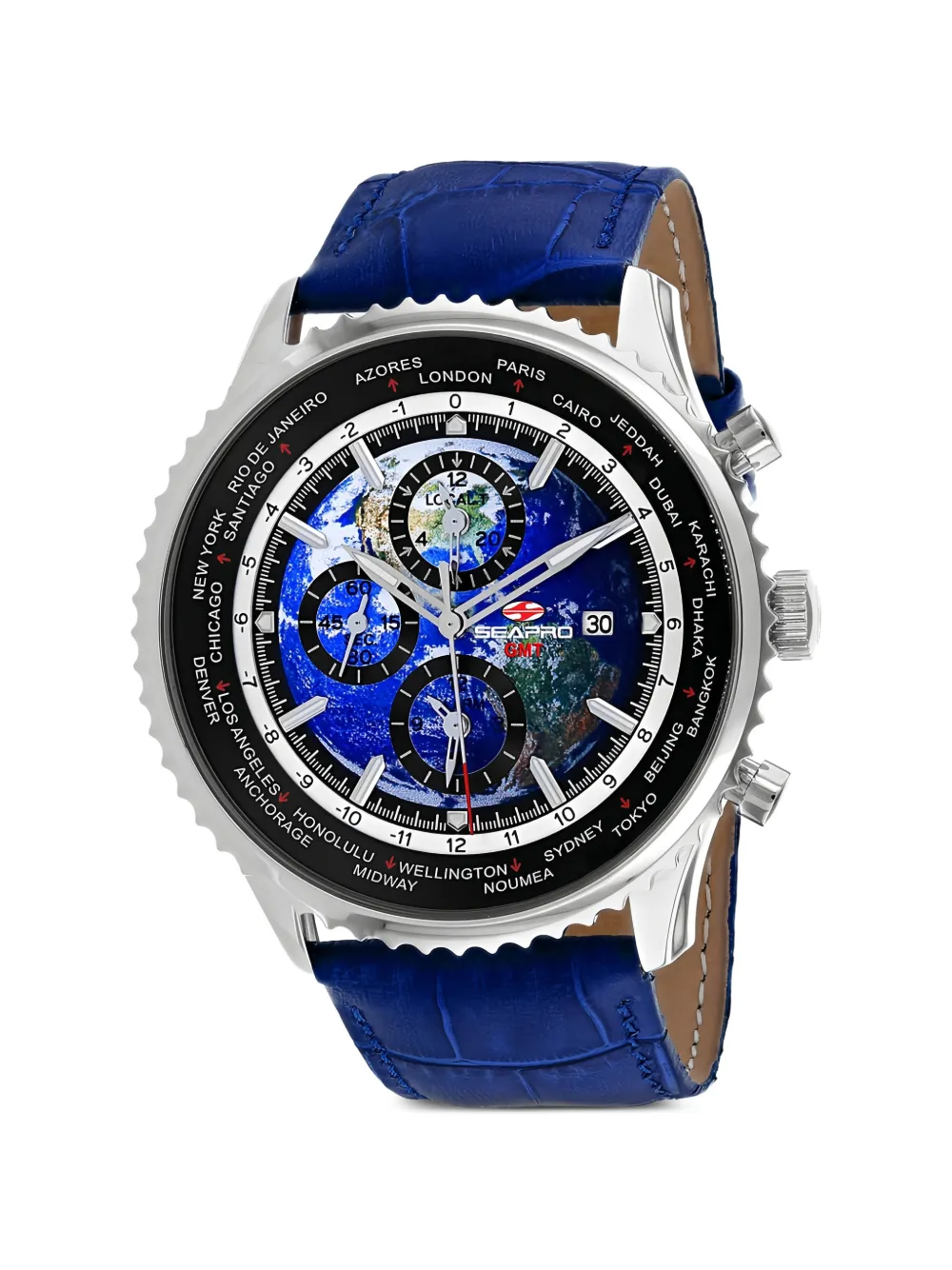 SEAPRO Meridian World Timer GMT 47mm watch - Blu