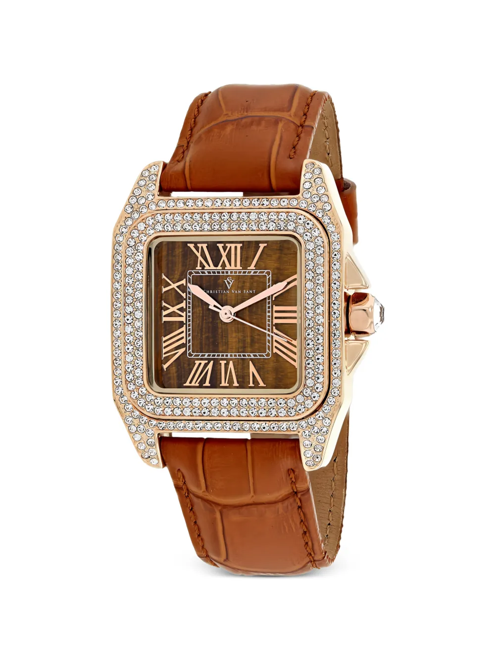 CHRISTIAN VAN SANT Radieuse crystal-embellished 35mm watch - Marrone