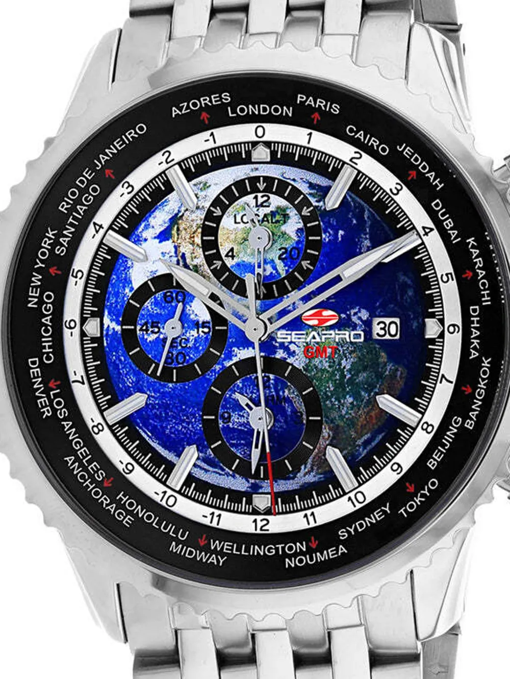  Seapro Reloj Meridian World Timer Gmt De 47 Mm - Azul 