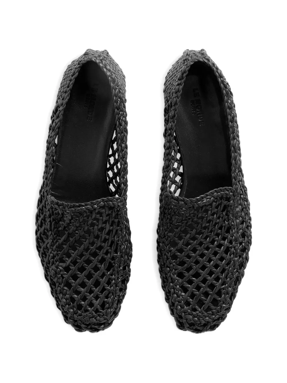 Le Monde Beryl woven leather loafers Zwart