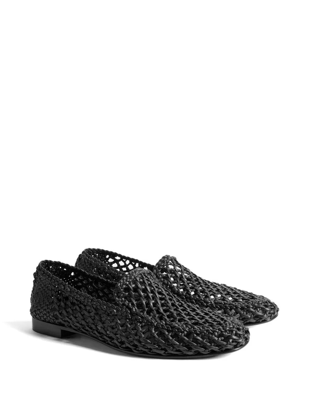 Le Monde Beryl woven leather loafers Zwart