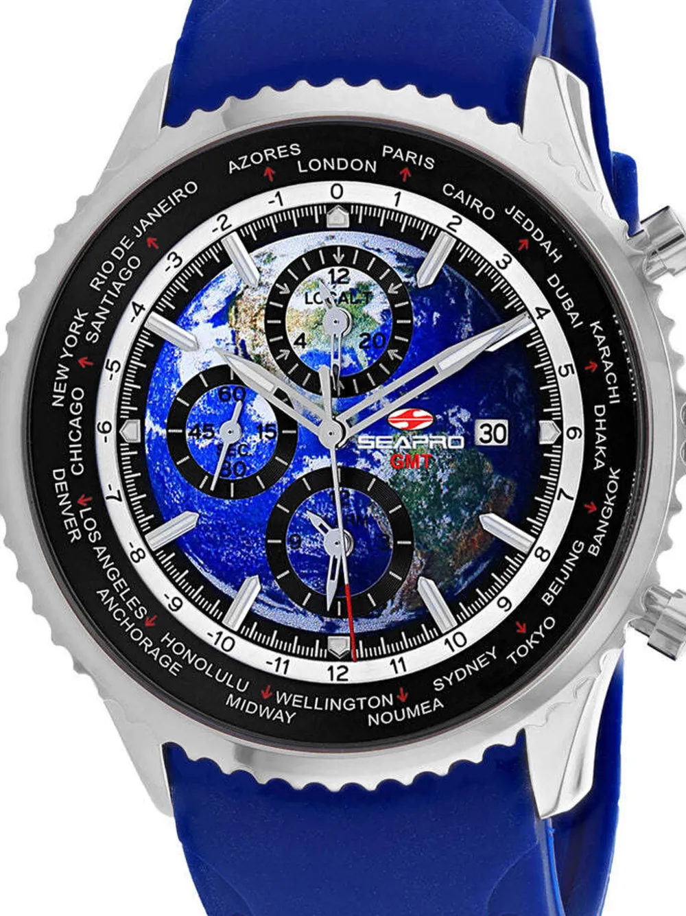  Seapro Reloj Meridian World Timer Gmt De 47 Mm - Azul 