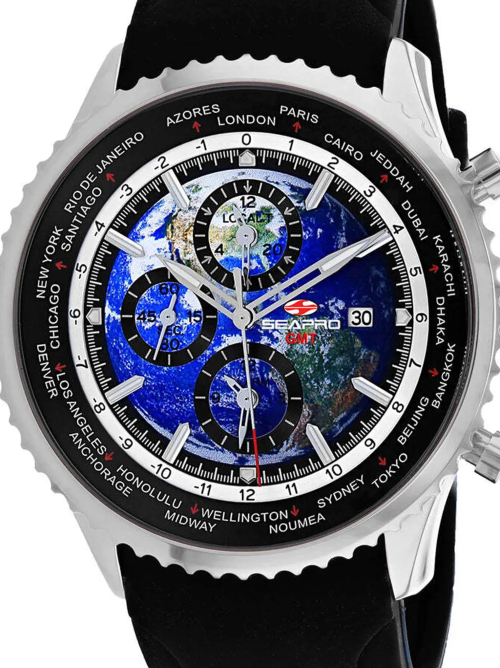  Seapro Reloj Meridian World Timer Gmt De 47 Mm - Azul 