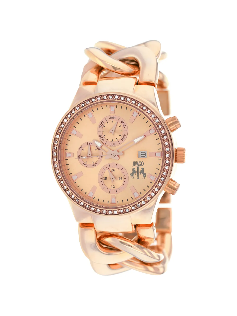 JIVAGO Lev chain-link 38mm watch - Rosa