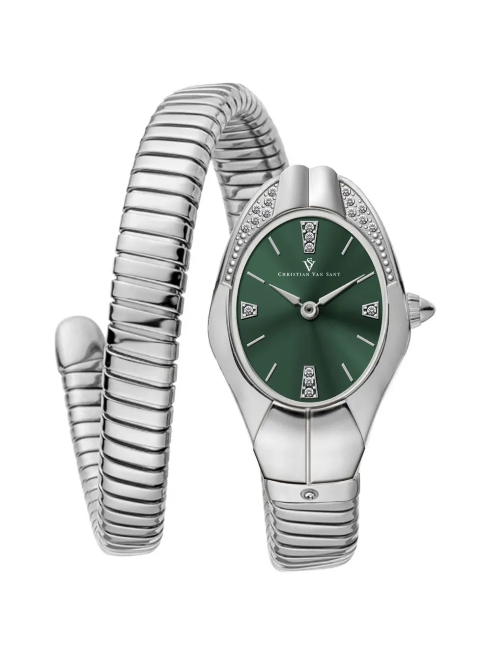 CHRISTIAN VAN SANT Naga crystal-embellished 22mm watch - Verde